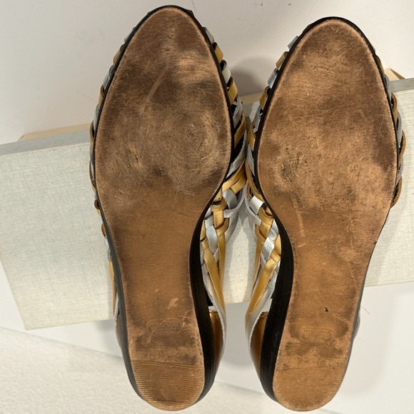 VTG Naturalizer Adventure Slip On Leather Flats Metallic Gold and Silver SZ 9.5 - Picture 8 of 8